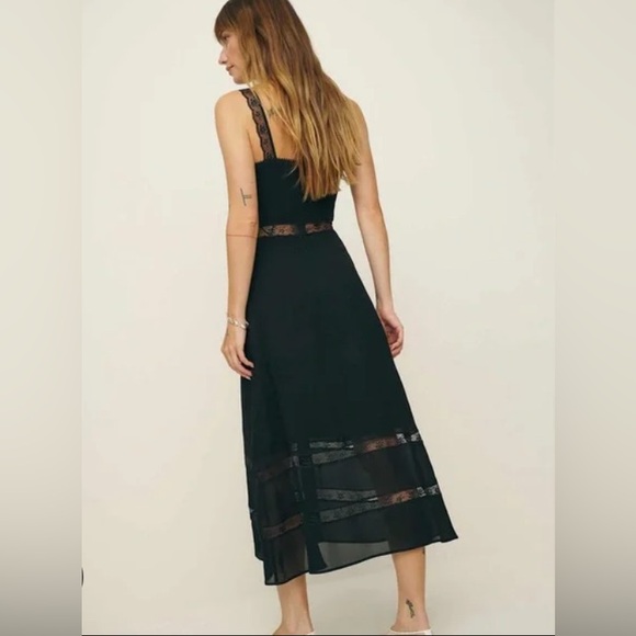 New Reformation Wynton Lace Midi Dress Black Size 2 - Picture 6 of 14